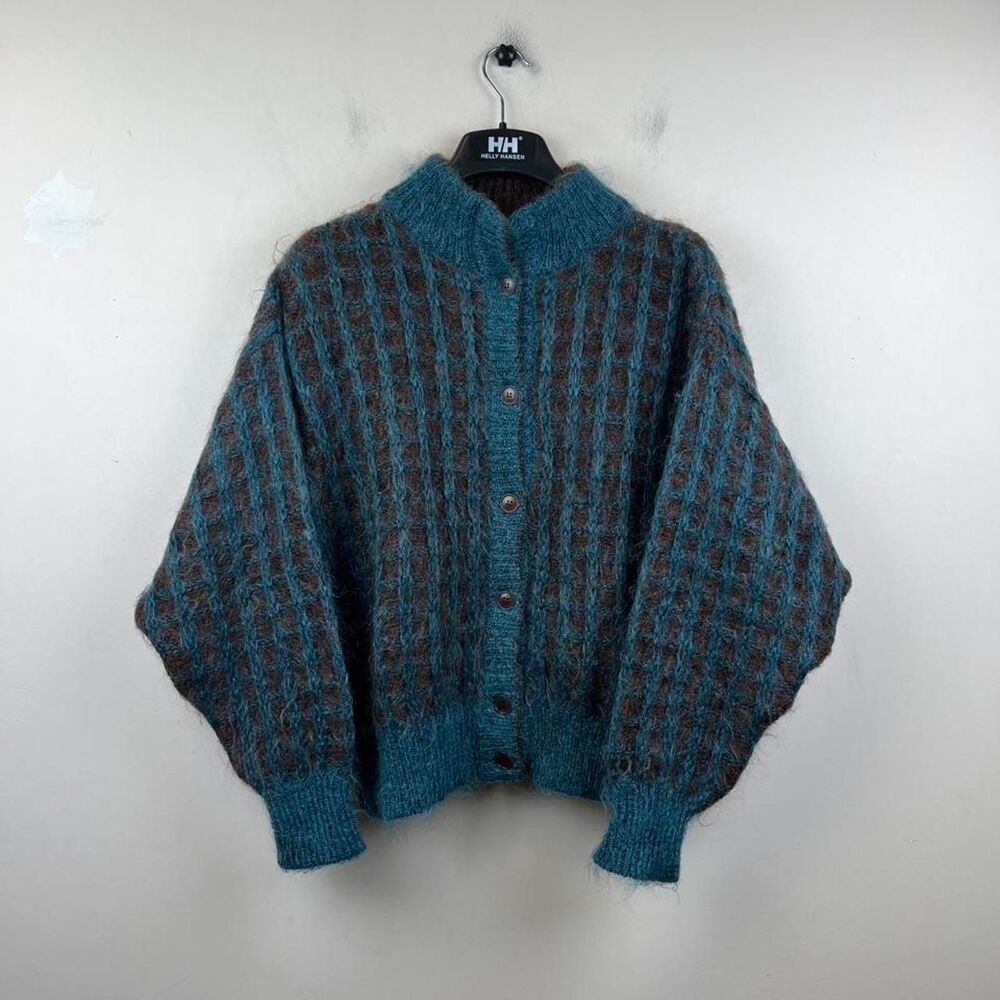 Escada Mohair Wool 90s Blue Cardigan Size (42) L